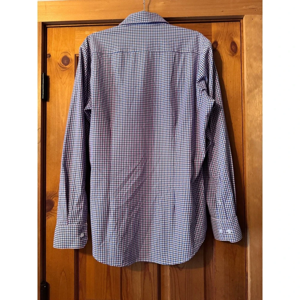 Mizzen+Main Leeward Mens Large Trim Fit Gingham Performance Dress Shirt L-10007